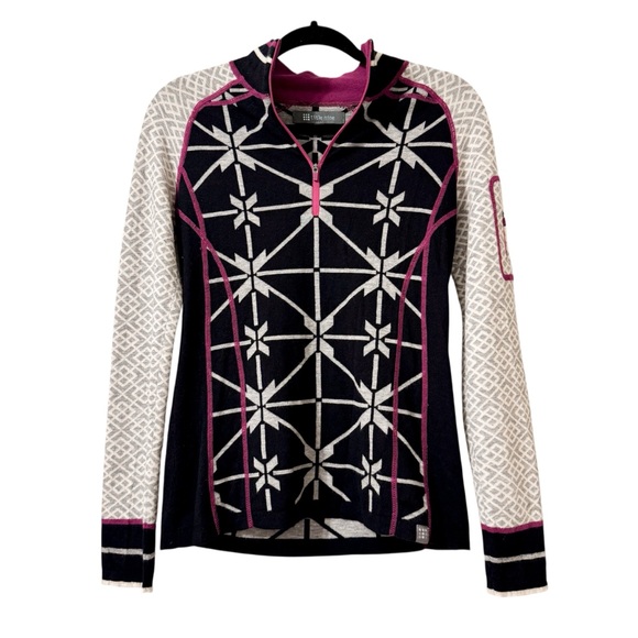 Title nine Sweaters - Title Nine Merino Wool Blend Half Zip Sweater Black White Gray Purple Small